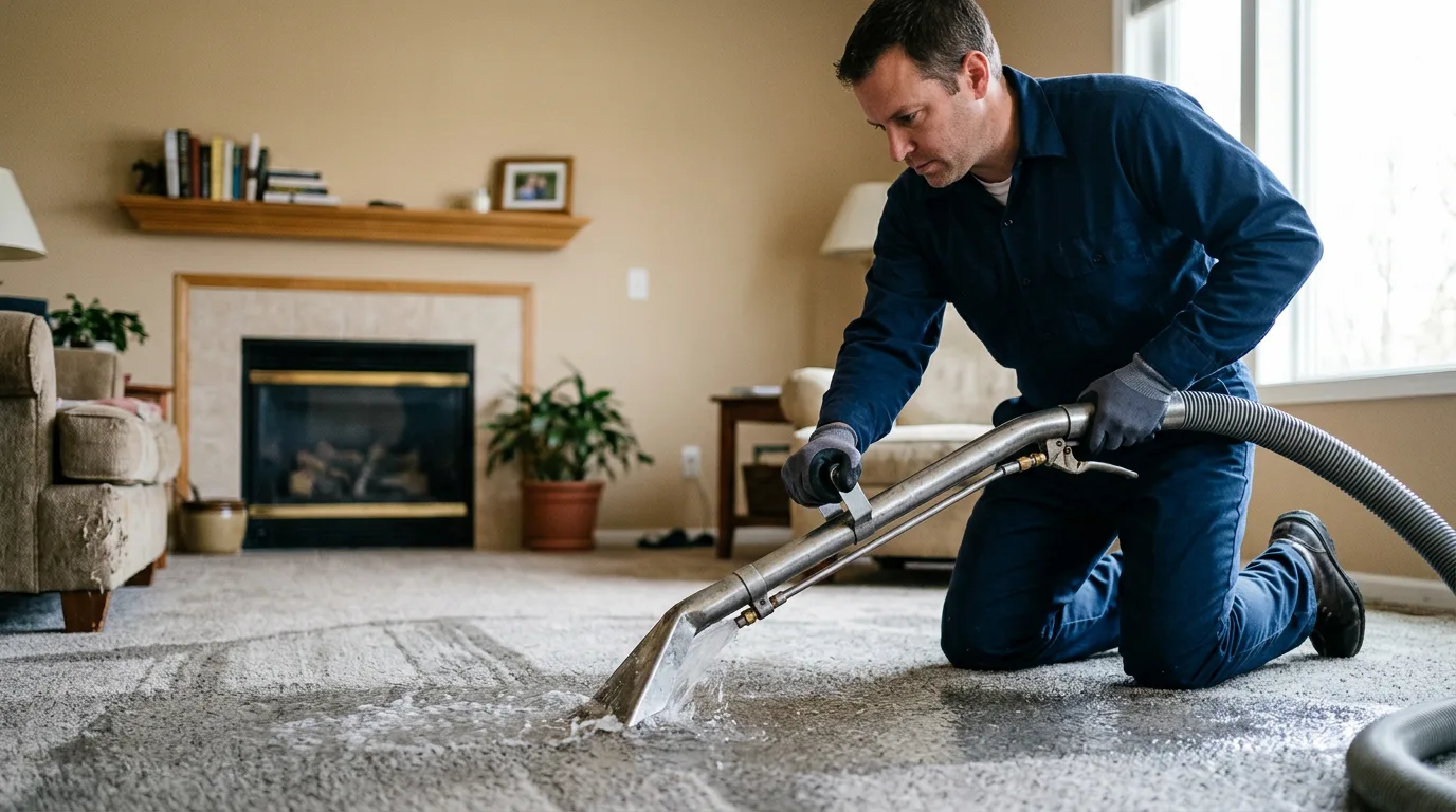 Water damage restoration technician working near Fonda, IA